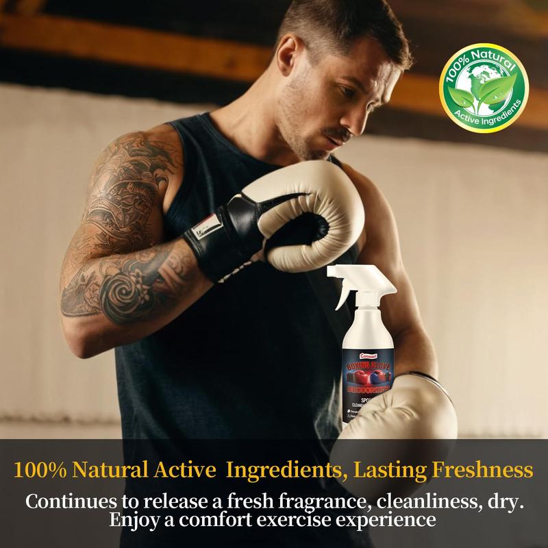 Boxing Glove Deodorizer Cleaner Spray（with Desiccant), Gym Equipment & Shoe Odor Eliminating Spray, Yoga Mat Cleaner, Natural Plant Based Sports Deodorizer, 16.91Fl Oz