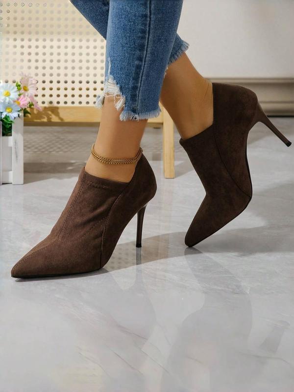 Women's Fashionable Solid Color Pointed Toe Ankle Boots, Elegant Stiletto Heeled Boots for Daily Wear, Female All-match Trend Shoes for Daily Wear