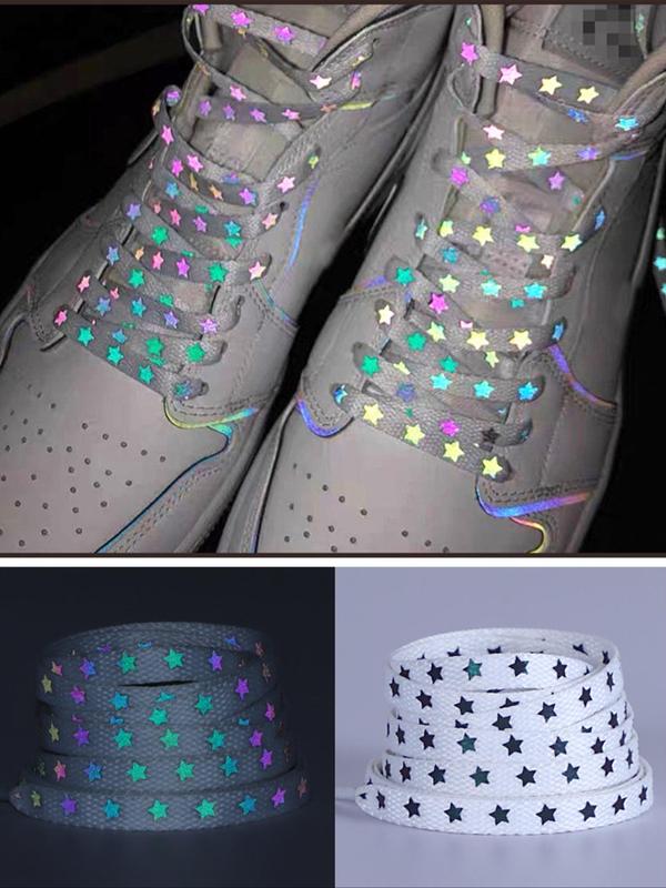 Star Pattern Shoelaces, Reflective Shoelaces for Women & Men, Shoes Accessories for Sneakers, Shoes Decorations for Daily Use