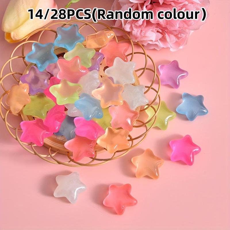 Random Color Star Shaped Shoe Charm, 14pcs 28pcs Cute Luminous Star Shaped Shoe Decorations, Fashionable Shoes Supplies for Clogs Decor, Car Decor