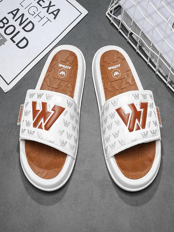 Men's Letter Pattern Slides, Casual Comfortable Non-slip Slippers for Beach, Fashionable Slippers for Indoor & Outdoor Wear