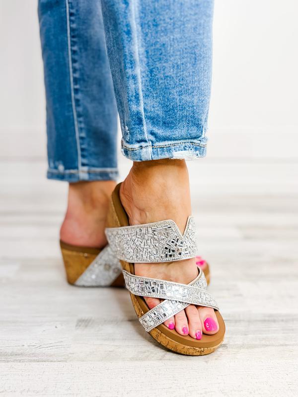 Corkys Sparkler Criss-Cross Wedges in Silver