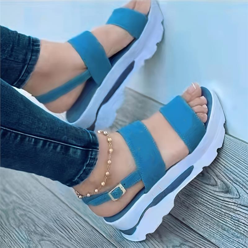 Open Toe Shoes Summer Women Non Slip Durable Women's Sandals Wedges Basic Buckle Sandals Women Zapatos De Mujer Footwear Walking Shoes Girl Comfort