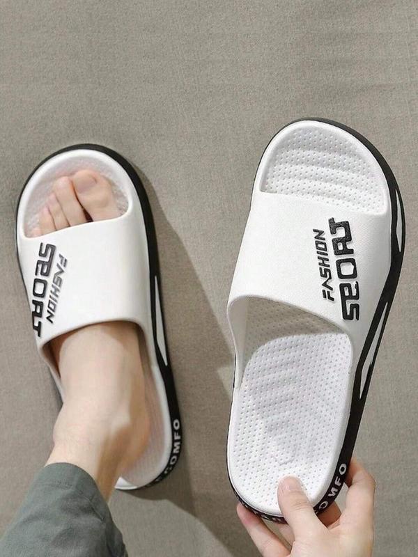 Men's Fashion Letter Pattern Slippers, Summer 2024 Beach Slippers, Non-slip and Wear-resistant Sandals for Walking and Bathroom