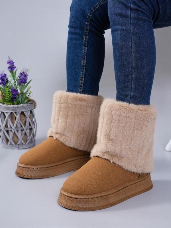 Women's Fashionable Warm Fluffy Snow Boots, Casual Comfortable Ankle Boots for Fall & Winter, Female All-match Round Toe Shoes for Daily Wear Winter Boots