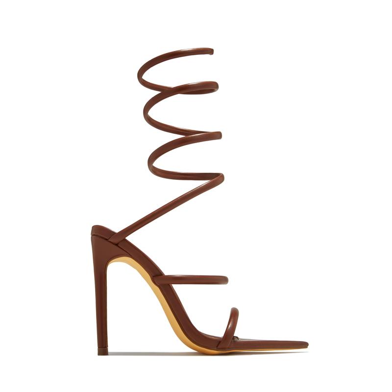 Nathalie Around The Ankle Coil High Heels - Brown