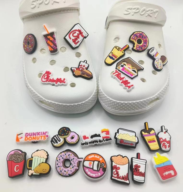 23 Pcs Donuts Charms for Clog Shoes Decoration, Sweet Cake Charms Accessories for Adult Footwear Comfort Water Proof Bedroom Bridal Knee Parent