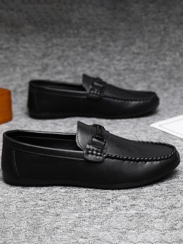 Men's Business Solid Color Slip on Dress Shoes, Low Heel Shoes for Work Office Formal Occasion, Comfortable PU Leather Daily Loafers