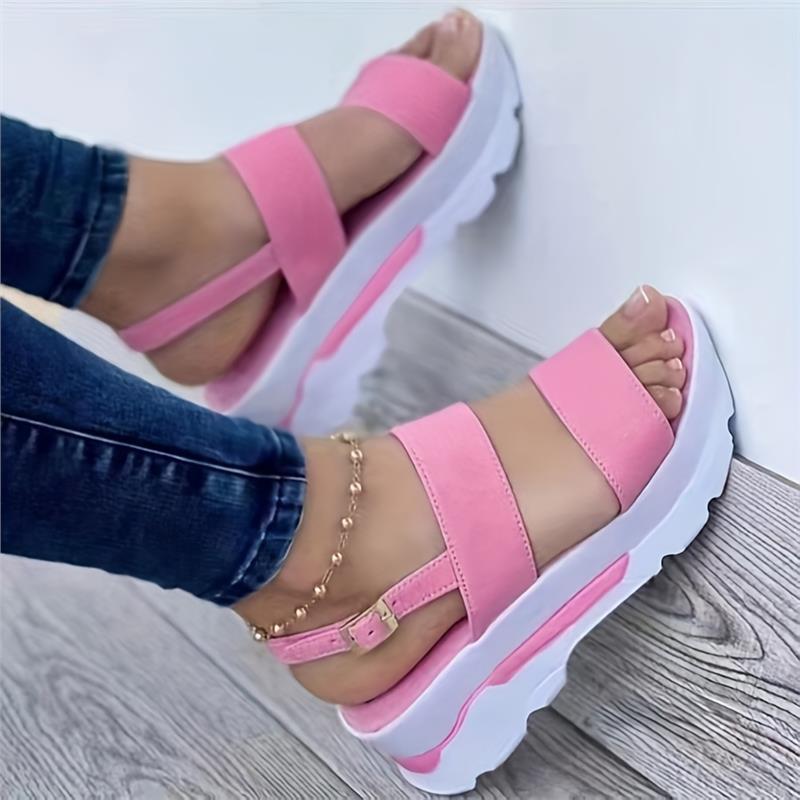 Open Toe Shoes Summer Women Non Slip Durable Women's Sandals Wedges Basic Buckle Sandals Women Zapatos De Mujer Footwear Walking Shoes Girl Comfort