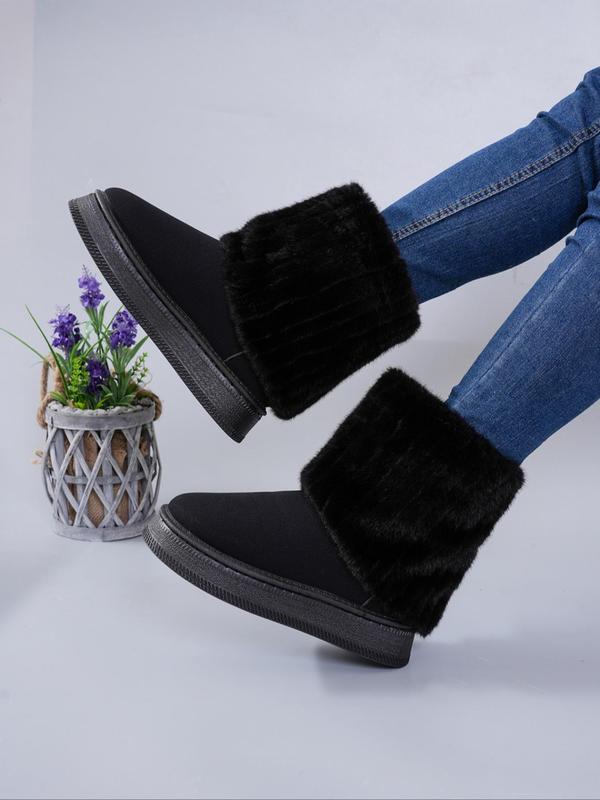 Women's Fashionable Warm Fluffy Snow Boots, Casual Comfortable Ankle Boots for Fall & Winter, Female All-match Round Toe Shoes for Daily Wear Winter Boots