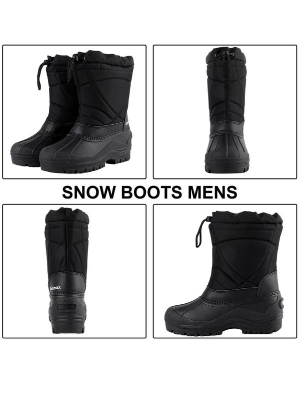 Men's Solid Color Drawstring Snow Boots, Casual Waterproof Warm Boots for Fall & Winter, Male All-match Round Toe Shoes for Daily Wear