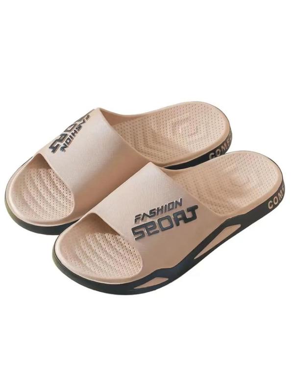 Men's Letter Pattern Slides, Casual Comfortable Non-slip Slippers for Indoor Outdoor Beach Shower, Soft Comfy Slippers for Daily Wear