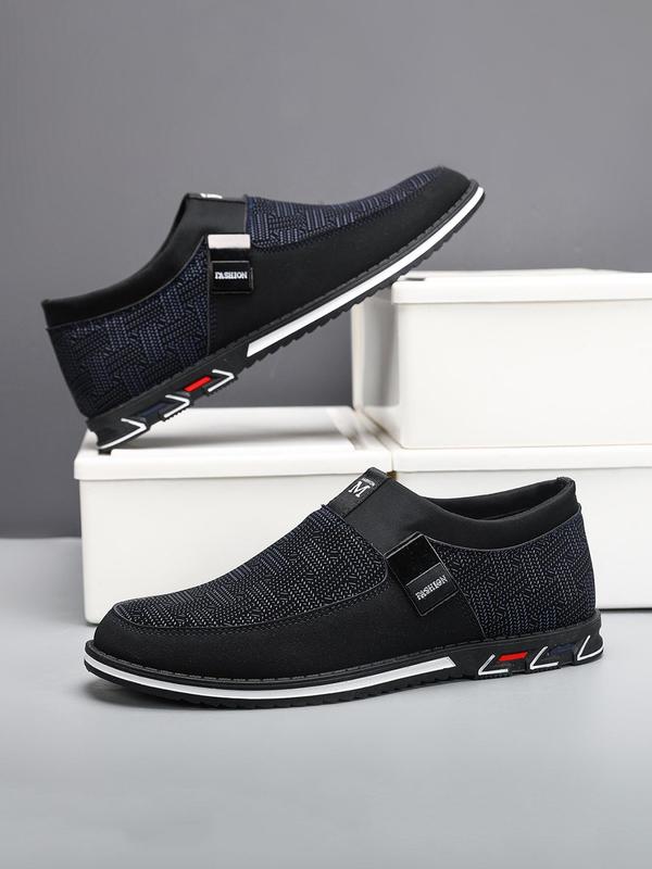 Men's Casual Woven Pattern Slip on Sneakers, Breathable Comfortable Sports Running Shoes, Male All-match Round Toe Shoes for Daily Wear