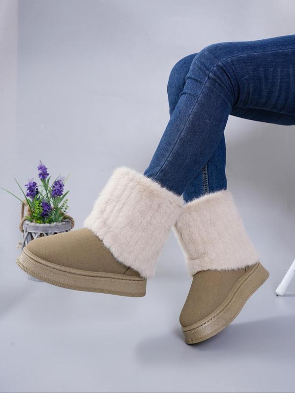 Women's Fashionable Warm Fluffy Snow Boots, Casual Comfortable Ankle Boots for Fall & Winter, Female All-match Round Toe Shoes for Daily Wear Winter Boots