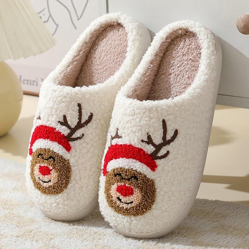 Winter Indoor and Outdoor Christmas Comfortable Plush Elk Slippers Bedroom Shoes Women Men Home Slippers