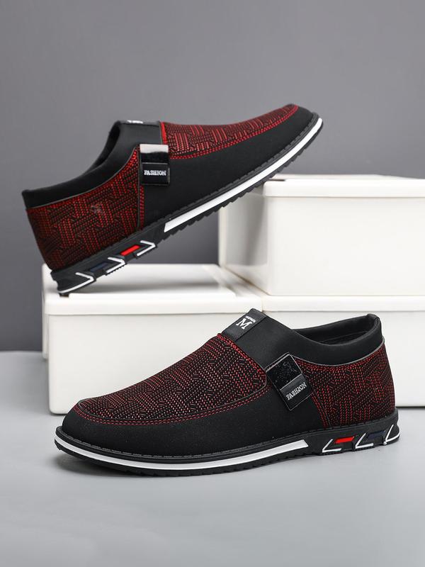 Men's Casual Woven Pattern Slip on Sneakers, Breathable Comfortable Sports Running Shoes, Male All-match Round Toe Shoes for Daily Wear