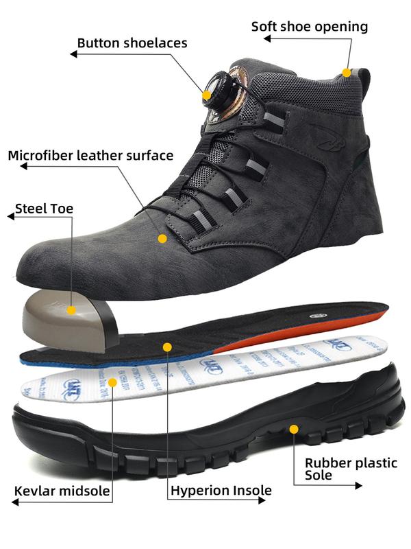 Men's Steel Toe Cap Work Shoes, Breathable Comfortable Safety Shoes, Non-slip Safety Shoes for Outdoor Work