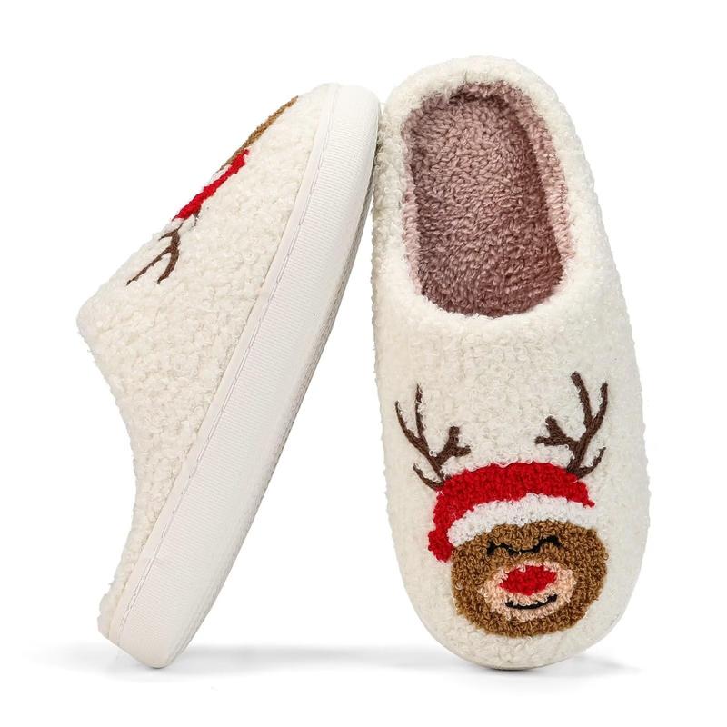 Winter Indoor and Outdoor Christmas Comfortable Plush Elk Slippers Bedroom Shoes Women Men Home Slippers