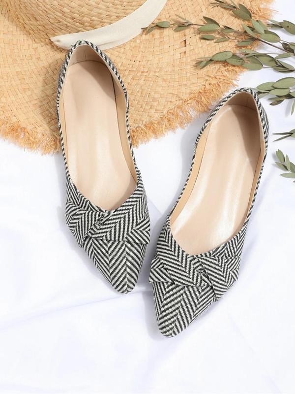 Women's Fashionable Bow Decorated Slip on Flats, Casual Comfortable Pointed Toe Flat Shoes for Summer, Lightweight Breathable Shoes for Daily Wear