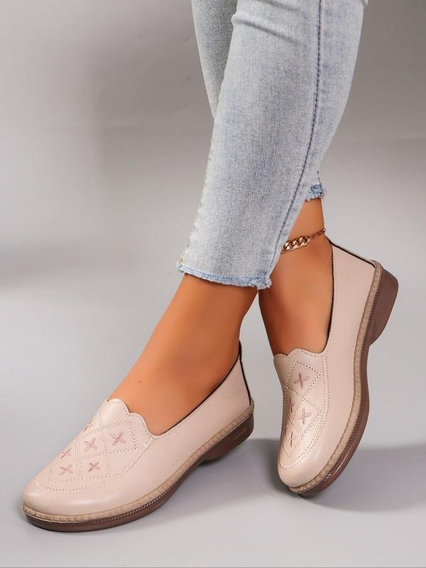 Women's Fashionable Embroidering Design Slip on Shoes, Casual Comfortable Breathable Lightweight Flat Shoes, All-match Commuter Shoes for Work & Daily Wear