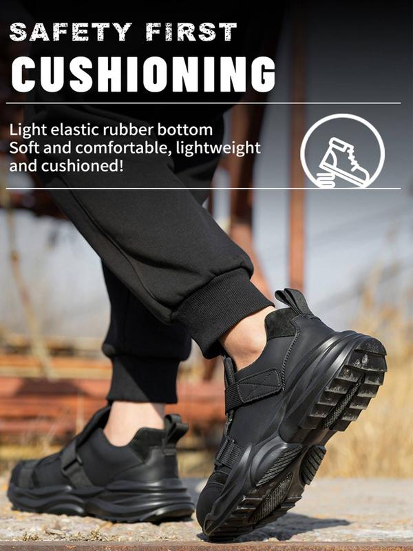 Men's Casual Lace Up Low Top Work Safety Shoes, Lightweight Breathable Comfortable Anti-smash and Anti-puncture Shoes for Daily Wear, Perfect for Students and Outdoor Sports Work Construction Shoes