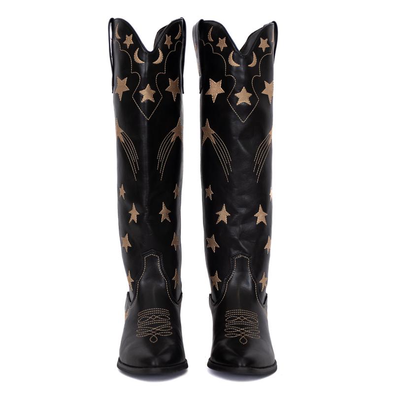 Luna Black Star and Moon Western Boots