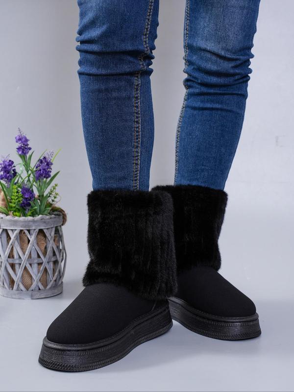 Women's Fashionable Warm Fluffy Snow Boots, Casual Comfortable Ankle Boots for Fall & Winter, Female All-match Round Toe Shoes for Daily Wear Winter Boots