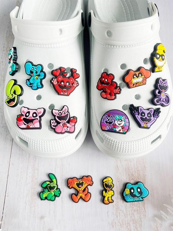 Cute Cartoon Animal PVC Shoe Decoration, 16pcs Soft Rubber Shoe Charm, DIY Shoes Decorations for Women & Girls, Kawaii Shoes Accessories