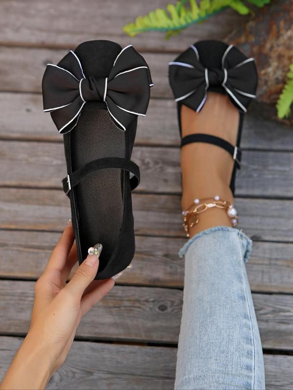 Women's Sweet Bow Front Design Mary Jane Flats, Fashionable Round Toe Flat Sandals for Daily Wear, Lightweight Breathable Comfortable Shoes for Women & Girls