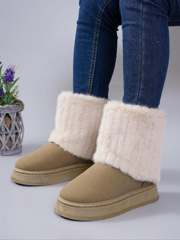 Women's Fashionable Warm Fluffy Snow Boots, Casual Comfortable Ankle Boots for Fall & Winter, Female All-match Round Toe Shoes for Daily Wear Winter Boots