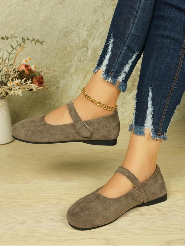 Women's Fashionable Solid Color Round Toe Flat Shoes, Casual Comfortable Velcro Design Shoes for Daily Wear, Lightweight Breathable Shoes for All Seasons