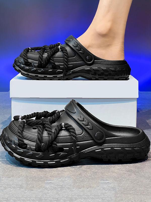 Men's Casual Lace Up Clogs, 2024 New Style Fashionable Comfortable Clogs for Summer Beach Vacation, Breathable Comfortable Shoes for Outdoor Daily Wear