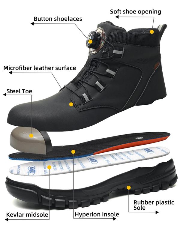 Men's Steel Toe Cap Work Shoes, Breathable Comfortable Safety Shoes, Non-slip Safety Shoes for Outdoor Work