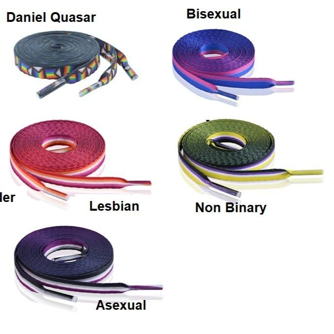 Gay Pride Shoelaces (Rainbow, Transgender, Bisexual, Pansexual, Lesbian, Asexual, Daniel Quasar, NonBinary) - Perfect for PRIDE Parades, Events, Gift Giving.  Show Your PRIDE with these laces. Footwear Comfort