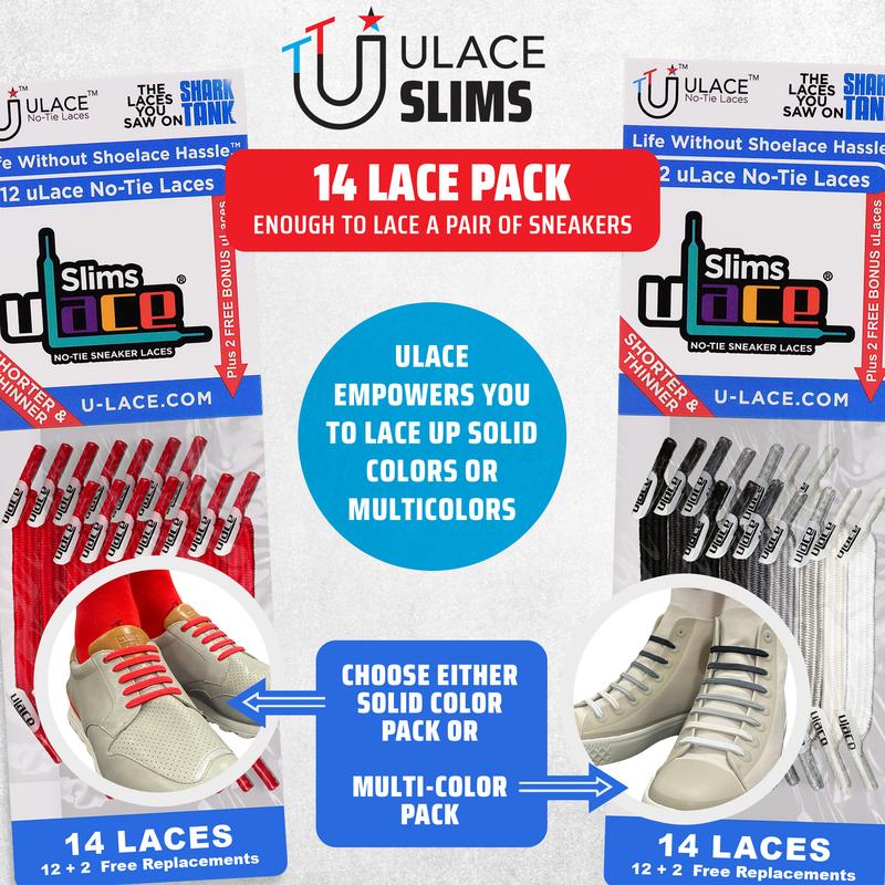 uLace Slim No-Tie Shoelaces: Stretchy, Easy-to-Install Elastic Laces for Sneakers - Set of 14 Footwear Comfort Tactical Bedroom