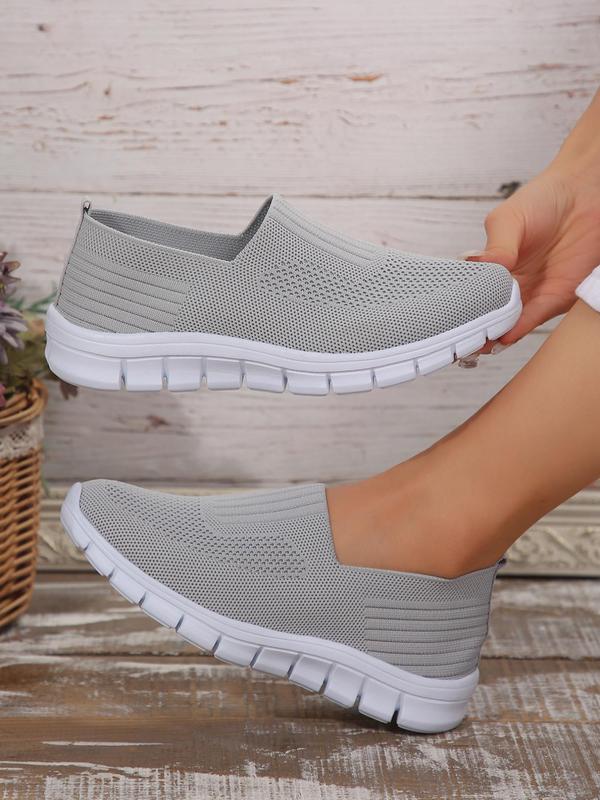 Women's Sporty Minimalist Plain Color Slip on Low Top Sneakers, Casual Breathable Lightweight Slip on  Shoes, All-match Commuter Shoes for Work & Daily Wear