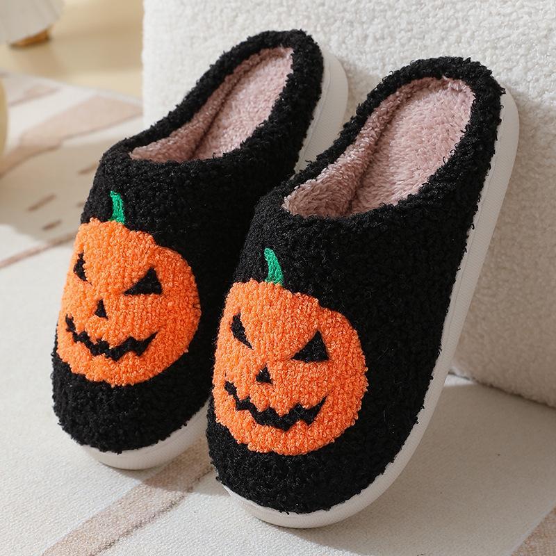 Unisex Ghost Face Plush Cotton Slippers – Cozy, Non-Slip Indoor House Shoes for Women and Men, Soft & Warm Neutral Footwear Girl Walking Shoes