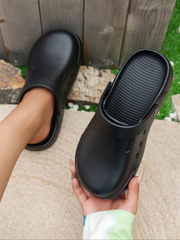 Women's Minimalist Round Toe Waterproof Plain Color Clogs, Casual Comfortable Non-slip Clogs, Fashionable Shoes for Indoor & Outdoor Wear