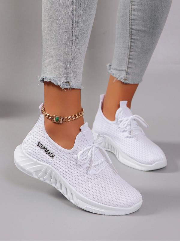 Women's Fashionable Letter Label Lace Up Low Top Sneakers, Casual Comfortable Breathable Sports Running Shoes,  Designer Sneakers