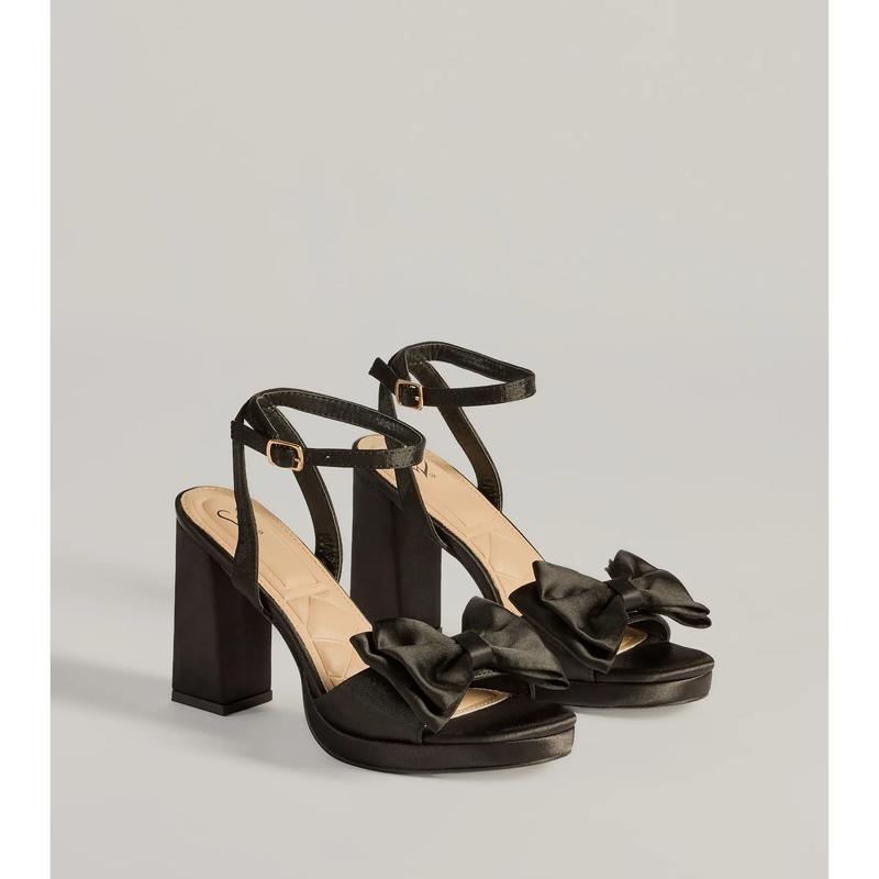 Icon Era Satin Bow Strap Platform Heels