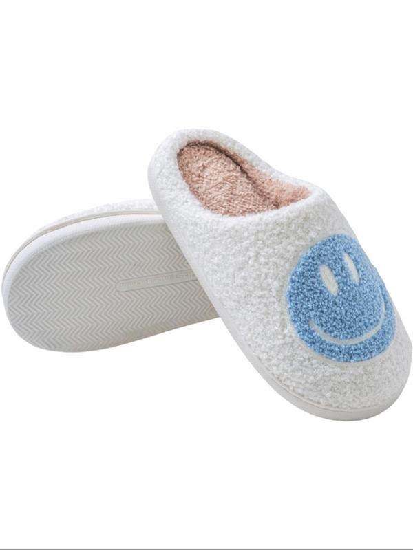 Women's Smile Face Pattern Plush Slippers, Casual Soft Comfortable Home Slippers, Warm Slippers for Indoor & Outdoor Use for Fall & Winter