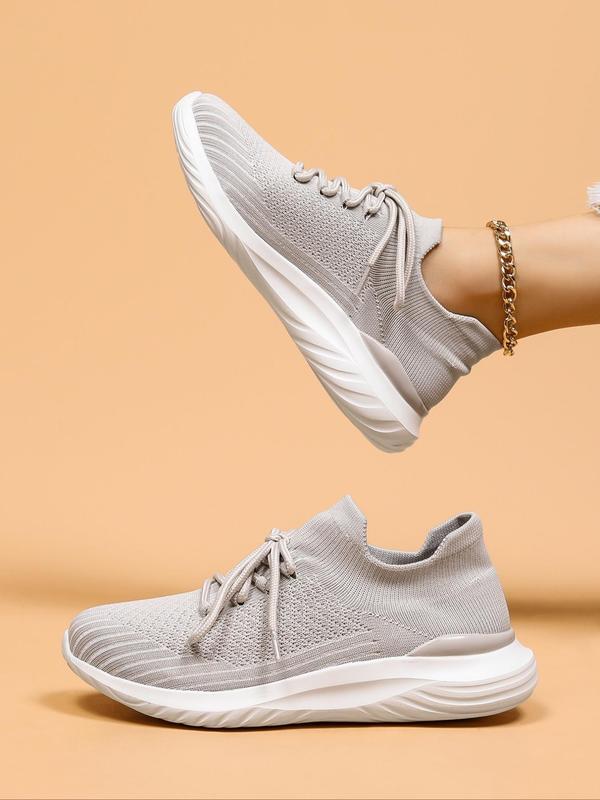 Women's Summer Simple Lace Up Low Top Sports Shoes, Casual Breathable Lightweight Socks Trainers, Running Shoes Sporty Sneakers, Girl Comfort Walking Shoes, Shoes for Women, Fall Freshness Fall