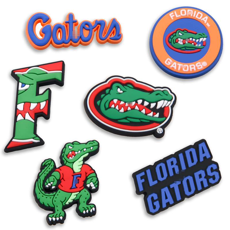 Florida Football Croc Charms 6PCS PVC Clog Pins Accessories Party Favors Birthday Gifts Holidays Decoration for Boys Women Girls