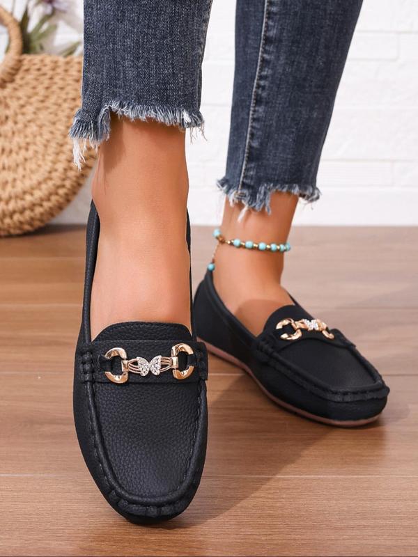 Women's Fashionable Rhinestone Decorated Butterfly Design Slip on Loafers, Casual Comfortable Flat Shoes for Daily Wear, Lightweight Breathable Shoes for Women & Girls