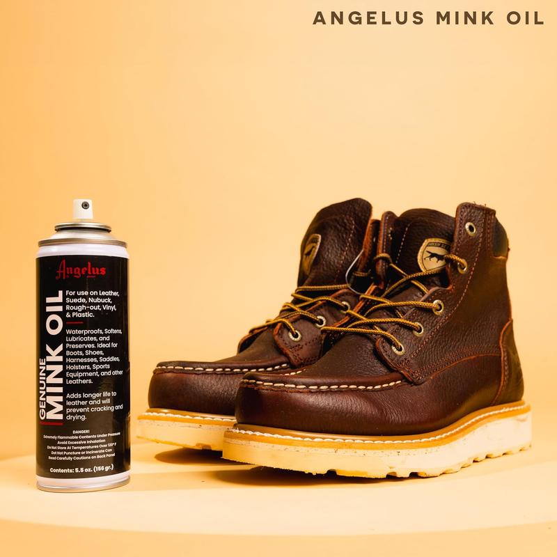 Angelus Mink Oil - Aerosol, Water-Proofs, Softens, And Rejuvenates Leather & Suede, Adds Longer Life To Leather. Restore Suede,