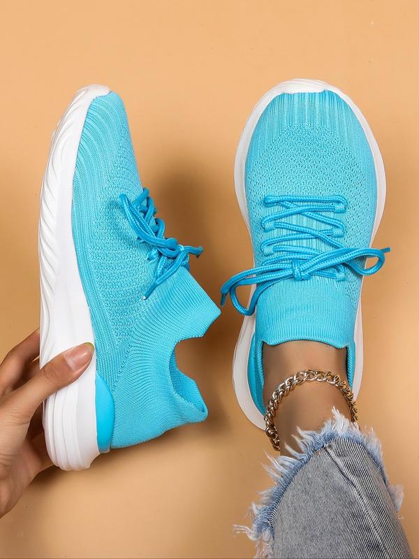 Women's Summer Simple Lace Up Low Top Sports Shoes, Casual Breathable Lightweight Socks Trainers, Running Shoes Sporty Sneakers, Girl Comfort Walking Shoes, Shoes for Women, Fall Freshness Fall