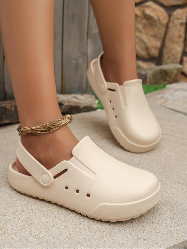 Women's Minimalist Round Toe Waterproof Plain Color Clogs, Casual Comfortable Non-slip Clogs, Fashionable Shoes for Indoor & Outdoor Wear