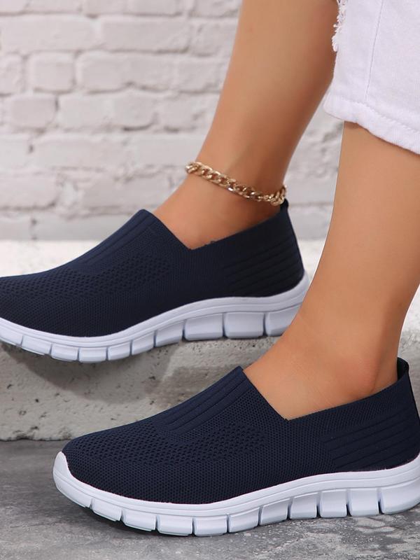 Women's Sporty Minimalist Plain Color Slip on Low Top Sneakers, Casual Breathable Lightweight Slip on  Shoes, All-match Commuter Shoes for Work & Daily Wear