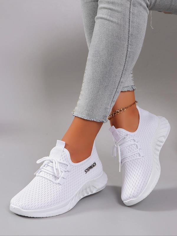 Women's Fashionable Letter Label Lace Up Low Top Sneakers, Casual Comfortable Breathable Sports Running Shoes,  Designer Sneakers