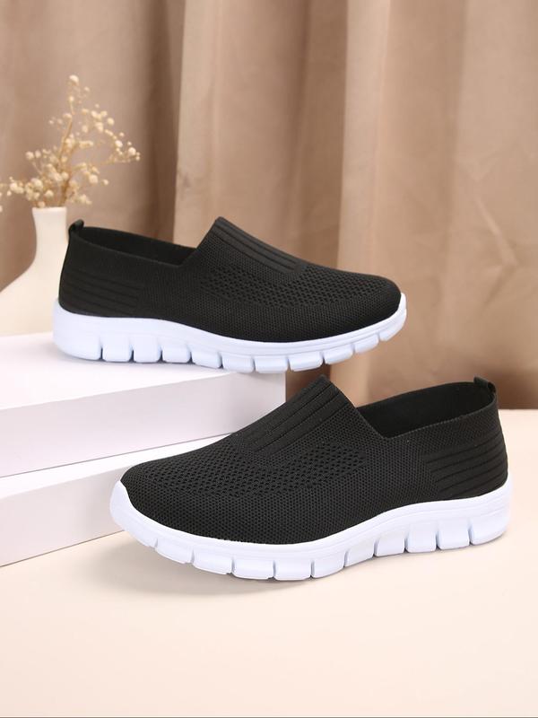 Women's Sporty Minimalist Plain Color Slip on Low Top Sneakers, Casual Breathable Lightweight Slip on  Shoes, All-match Commuter Shoes for Work & Daily Wear